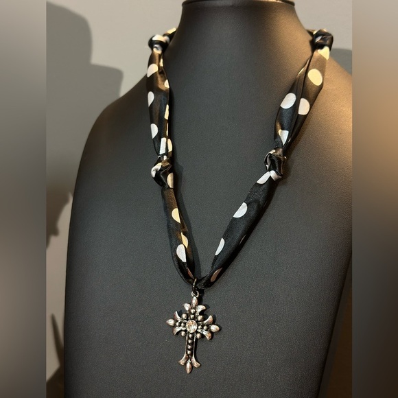 Jewelry - Handmade Scarf Tie Polka Dot Necklace